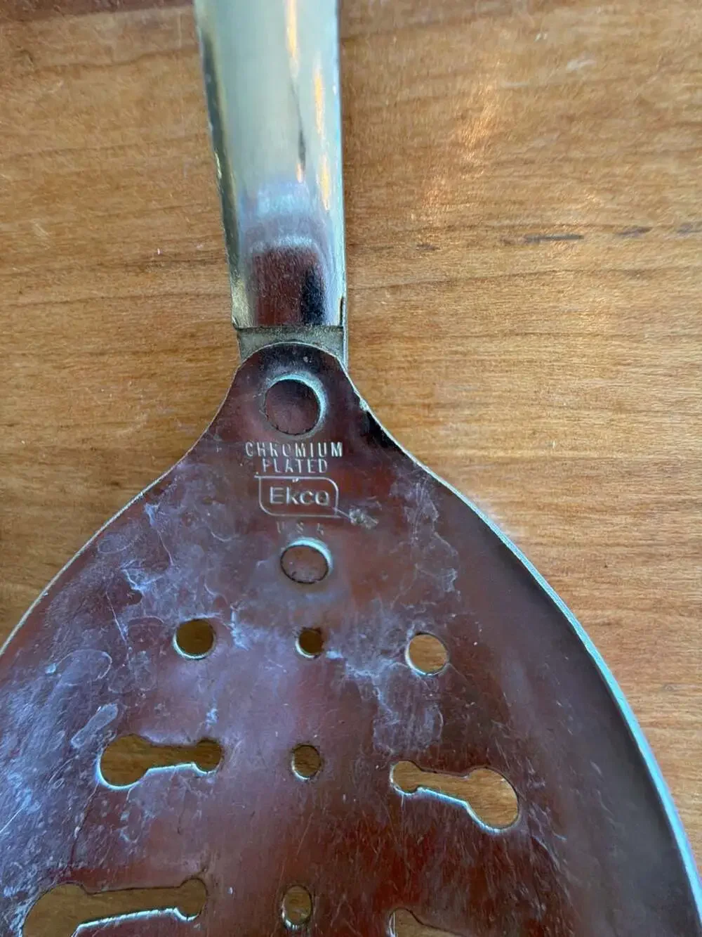 Vintage Ekco‎ Chromium Plated Slotted Serving Spoon